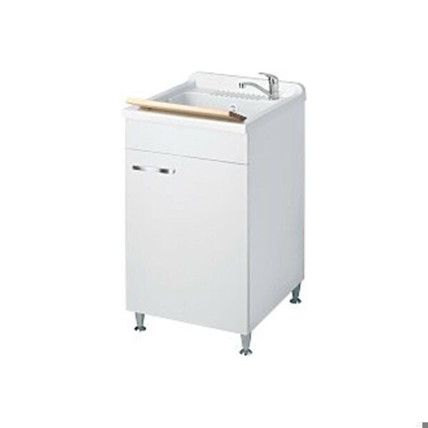 Lavatoio in nobilitato con asse in legno