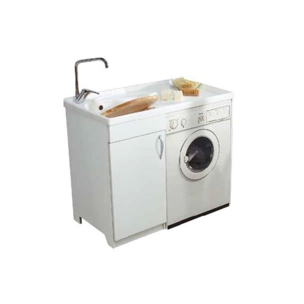 Lavatoio nobilitato per lavatrice v/Dx con asse in plastica
