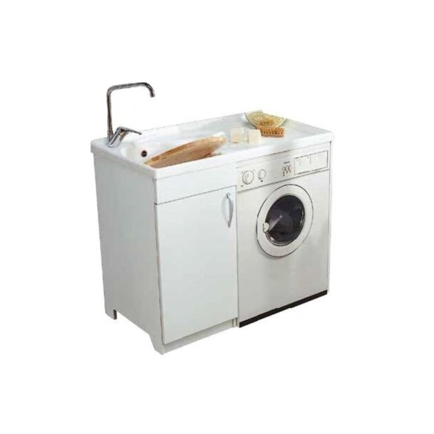 Lavatoio nobilitato per lavatrice v/Dx con asse in plastica