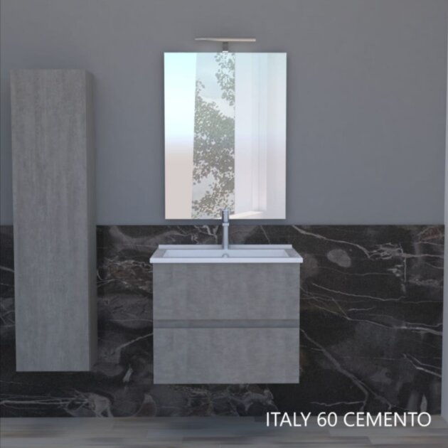 Composizione bagno ITALY 60 fin.Olmo 2 cass.specchio/led