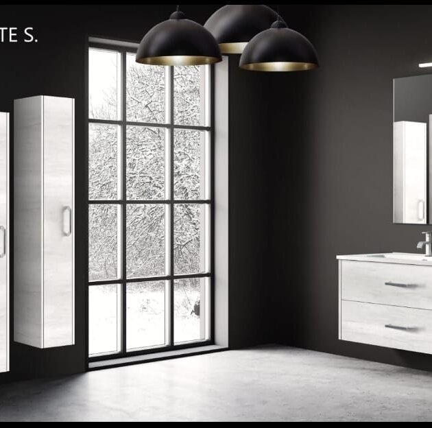 Composizione bagno LIBERTY 80 fin. White 2 cass.specchio/led