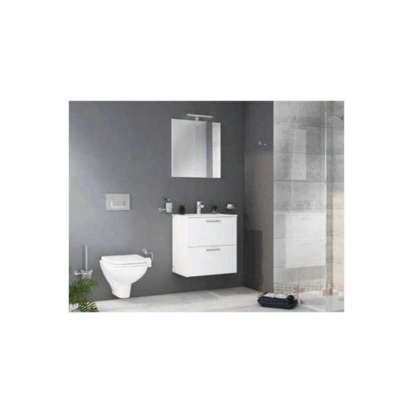 Composizione bagno SMART 60 fin. Bianco 2 cass.specchio/led