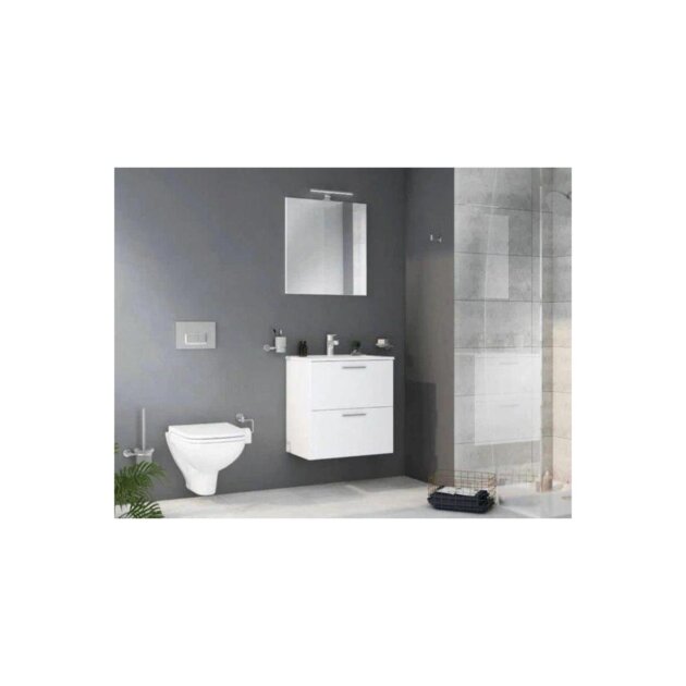 Composizione bagno SMART 60 fin. Bianco 2 cass.specchio/led