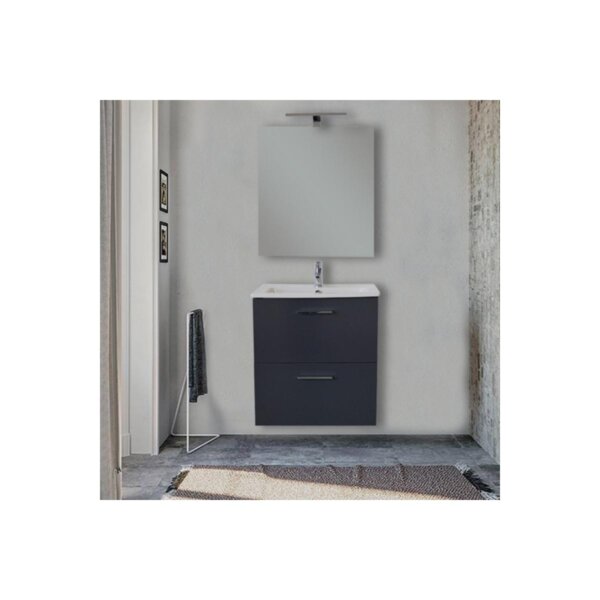 Composizione bagno SMART 60 fin. Antracite 2 cass.specchio/led