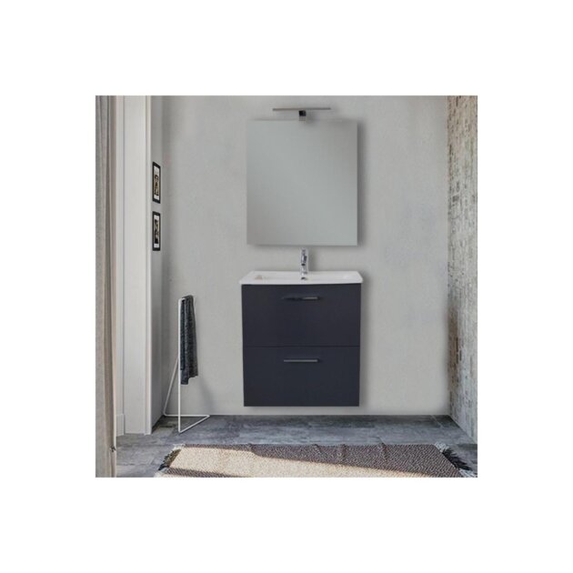 Composizione bagno SMART 60 fin. Antracite 2 cass.specchio/led