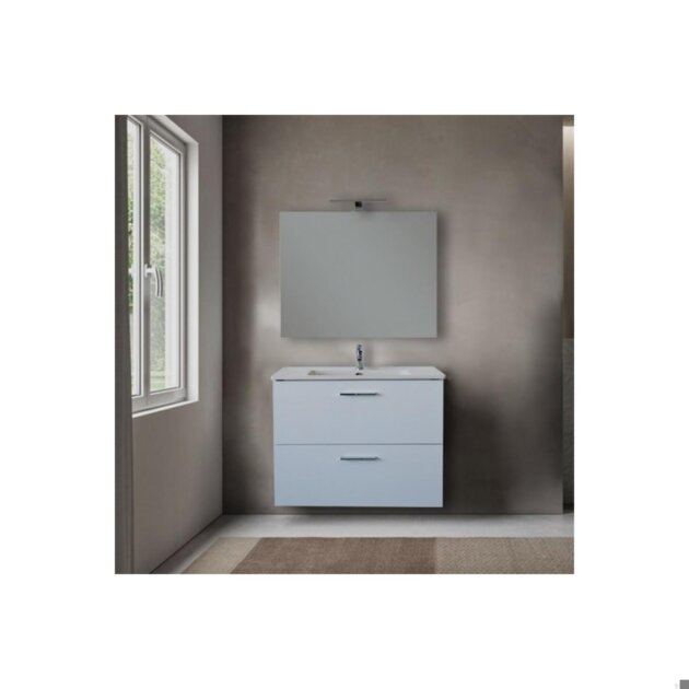 Composizione bagno SMART 80 fin. Bianco 2 cass.specchio/led