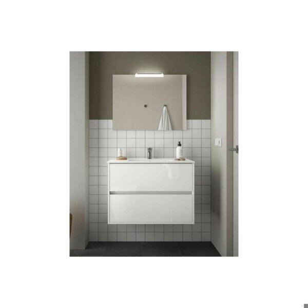 Composizione bagno MONYA 90 fin.Bianco/lucido 2 cass.specchio/led