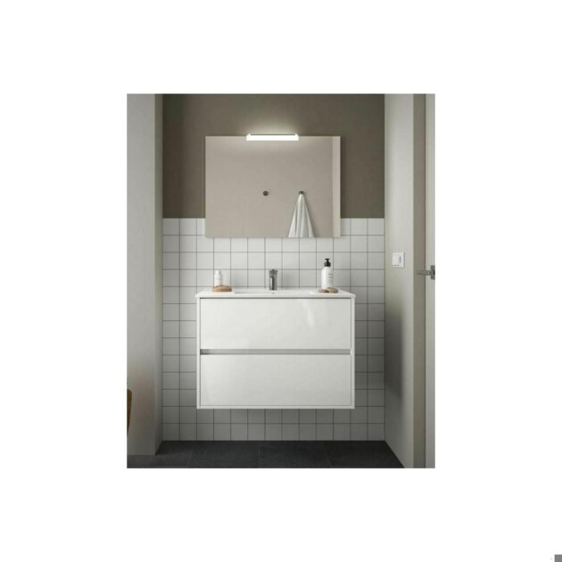 Composizione bagno MONYA 90 fin.Bianco/lucido 2 cass.specchio/led