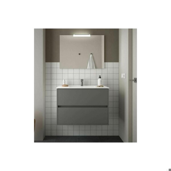 Composizione bagno MONYA 90 fin.Cemento 2 cass.specchio/led