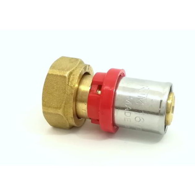 Adattatore dritto multistr. Pressare acqua/gas 26 x 3/4, dado girevole